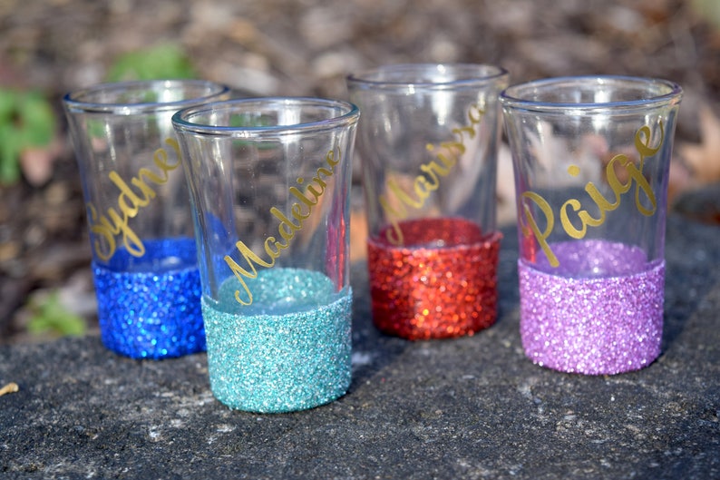 Personalized Shot Glass Glitter Shot Glass Custom Shot Etsy