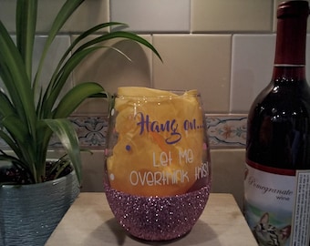 Hang on, Let me Overthink, Overthinker gift, OCD gift, funny wine gift, co-worker gift, co-worker wine gift, friend gift, friend wine gift