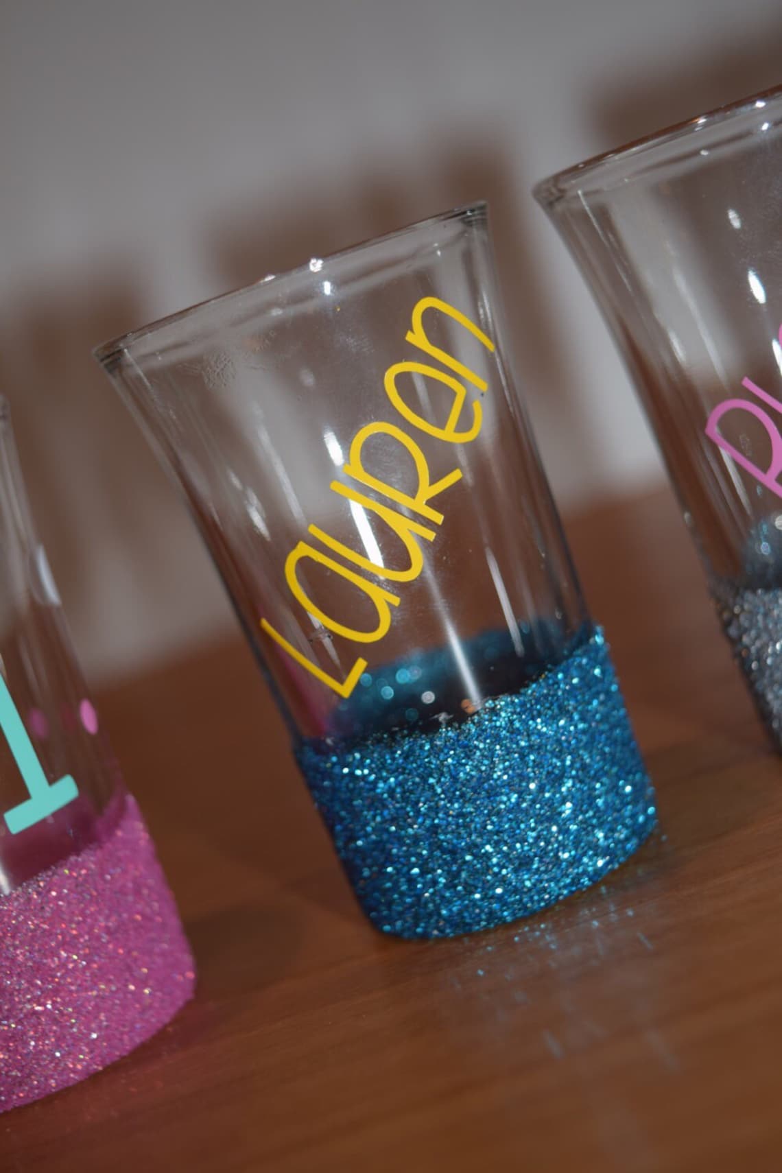Shot Glasses Glitter Dipped Personalized Glitter Shot Etsy