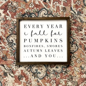 Every Year I Fall For... | Fall Sign | Pumpkin Sign | Fall Decor | Christmas Sign | Wood Sign | Reversible sign