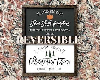 Reversible Fall Christmas sign | Fall Sign | Double Sided Sign | Fall Decor | Christmas Sign | Wood Sign | Reversible sign