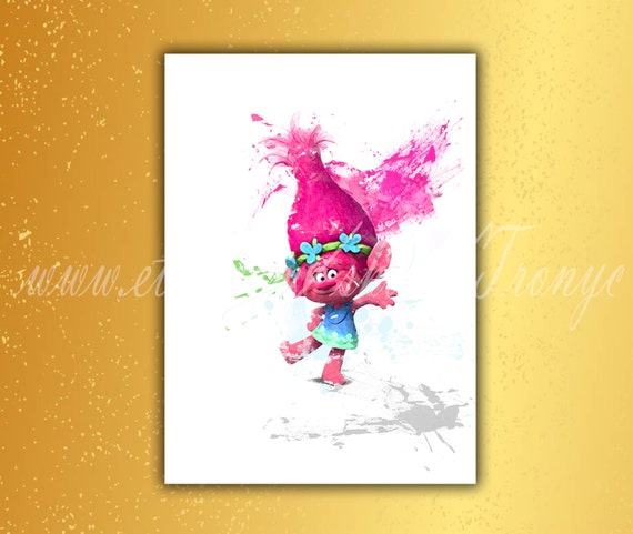 Aquarelle Imprimer Trolls Poster Home Decor Invitation Etsy