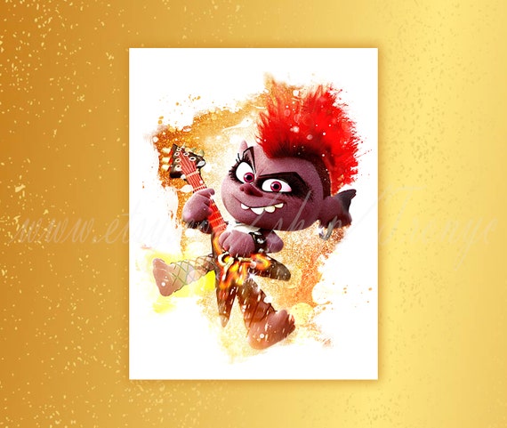 Trolls Print Queen Trolls Queen Watercolor Poster Rock Etsy