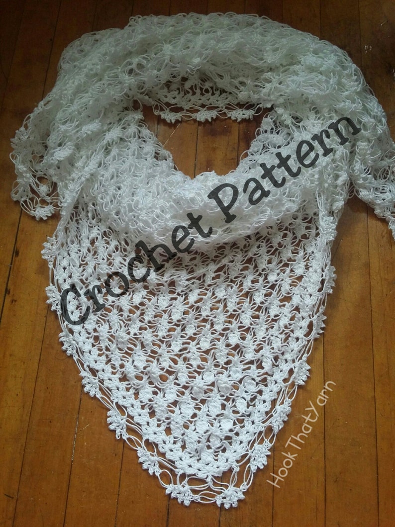 Crochet Pattern Triangular Noriega Wedding Shawl lace shawl Wedding throw wedding gift drape over head lace border image 1