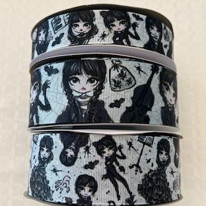 Goth Girl and Hand  USDR 3/8",  7/8" and 1.5"  ribbon