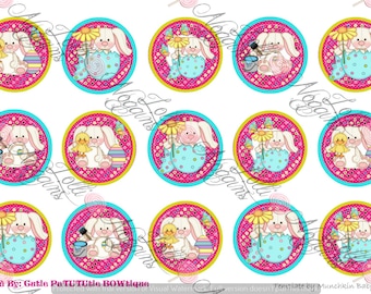 Easter - Bunny / Spring / Flower / Eggs  1 inch Digital Bottle Cap file