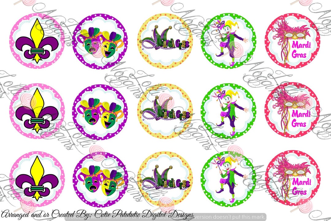 Mardi Gras 1 Inch Digital Bottle Cap File - Etsy