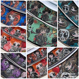 Horror movie villains as girls    USDR  7/8&quot; and 1.5&quot;  ribbon