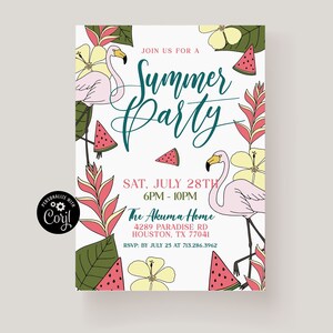 Summer Celebration Invite, Summer Party Invitation, School&#39;s Out Party, End of School Party Invitation Template, Summer Themed Party