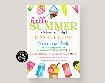 Summer Party Invitation Template: Ice Cream Social (Digital)