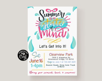 Summer Party Invitation Template: Celebration Invite (Digital Product)