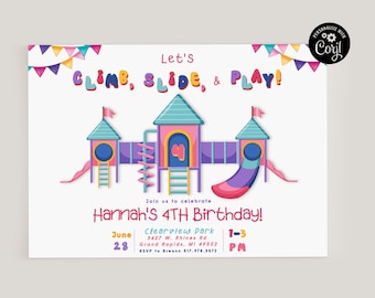 Playground Birthday Party Invitation Template: Park Theme (Digital Download)