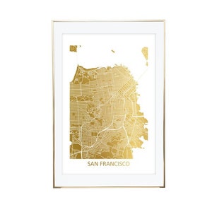 International Map Print, Gold Foil Map, City Map, Line Map, Wall Art, Office Decor, Street Map, City Street Map, Urban Map, Travel Print