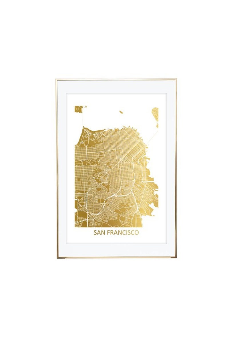 Gold Foil Map US City Map Office Decor Anniversary Gift Etsy