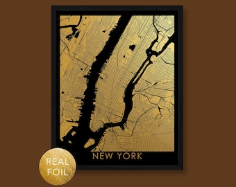 Gold Foil City Map, Black and Metallic Street Print, Foil Art Print, Gold Office Decor Wall Art, Personalized Custom Gold Foil Print