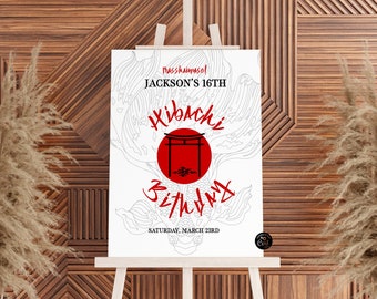Hibachi Dinner Party Welcome Sign, Hibachi Night, Welcome Sign Template, Birthday Dinner Welcome Sign, Irasshaimase