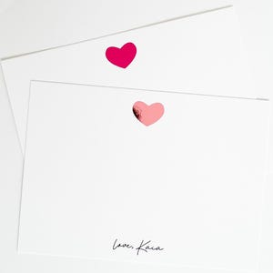 Heart Note Cards, Valentine's Day Notes, Love Letter, Love Notes, Foil stationery, Note Card Set, Personalized Stationery