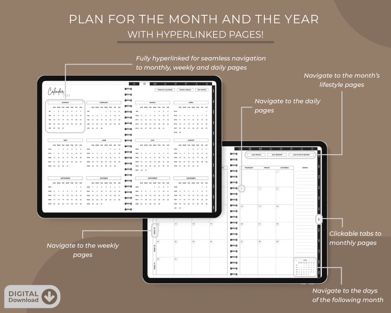 All in One Digital Planner, 2023 Planner, 2024, 2025, GoodNotes Planner, iPad Planner, Dated Digital Planner,Notability Planner, Horizontal image 3