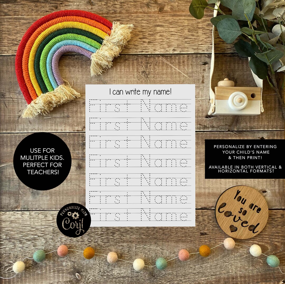 Custom Name Tracing Worksheet: Preschool Writing Practice (digital ...
