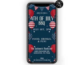 Fouth Of July BBQ Party Invitation Template, Independence Day Bbq, Fireworks Party, Fourth of July Birthday BBQ Invite, Backyard Bbq,Instant