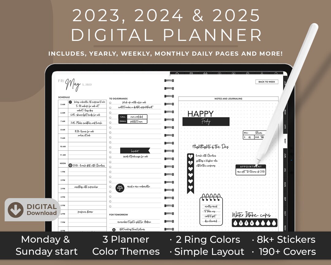 All in one digital planner 2023 planner 2024 2025 goodnotes planner