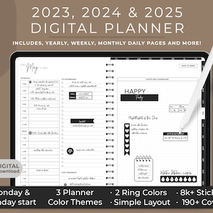 All in One Digital Planner, 2023 Planner, 2024, 2025, GoodNotes Planner, iPad Planner, Dated Digital Planner,Notability Planner, Horizontal image 1