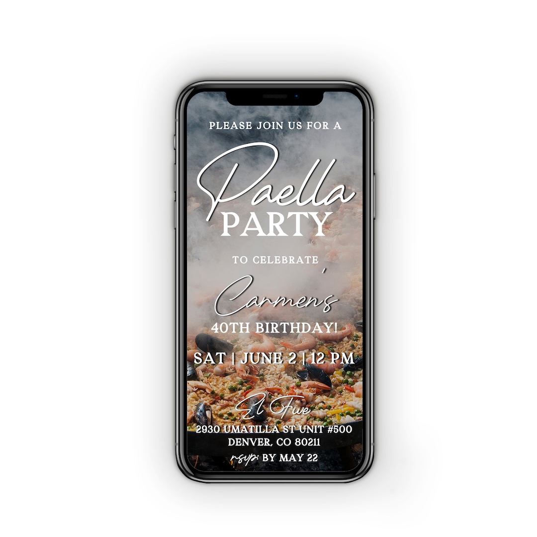 Paella Party Invitation Template, Paella Dinner Party Invite, Birthday