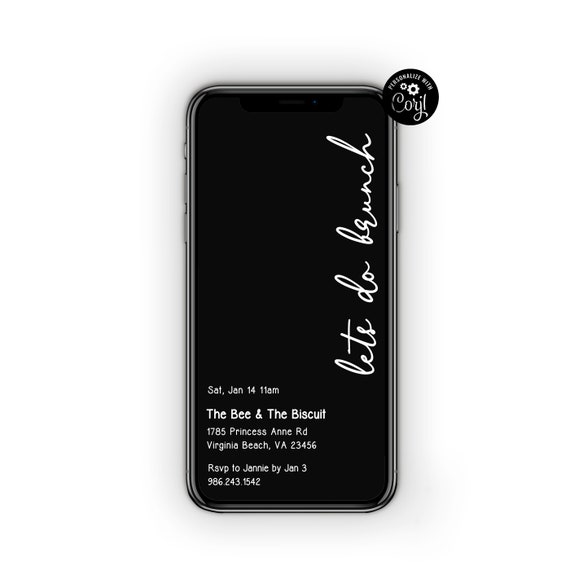 Modern Brunch Invitation Template: Electronic Phone Invite (Digital)