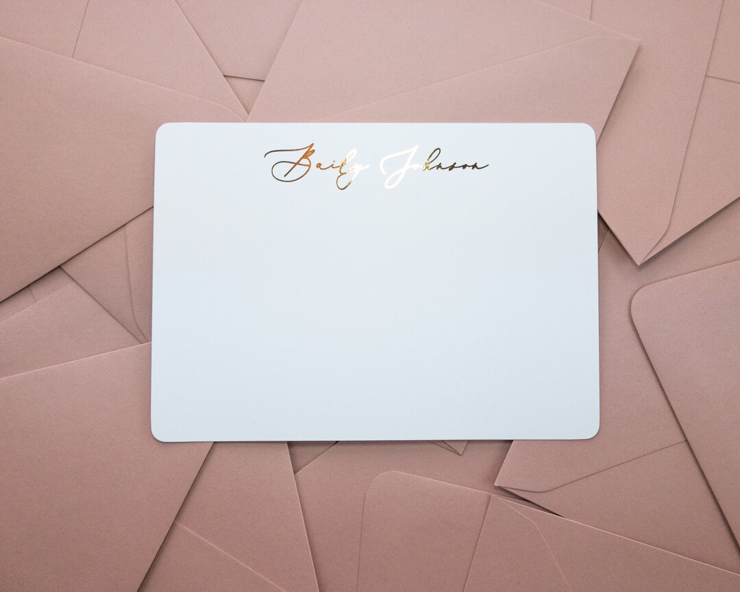 Gold Foil Note Cards Set, Pretty Stationary, Personalized Stationary