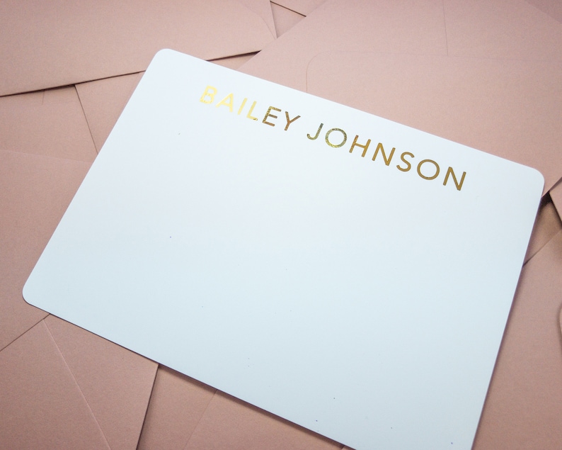 Personalized Stationery Gold Foil Stationary Personalized Etsy