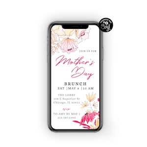 Floral Mother's Day Brunch Invitation: Electronic Phone Template image 1