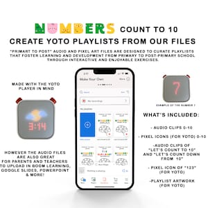 Yoto Player-afspeellijstbestanden, Yoto-pixelpictogrammen, Yoto-spelerkaarten, Yoto Mini, educatieve audioclips, leerapparaat voor kinderen, tellen tot 10
