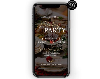 Holiday Party Phone Invitation Template, Christmas Party Invite, Christmas Dinner, Happy Holidays Invite, Electronic, Digital Invite