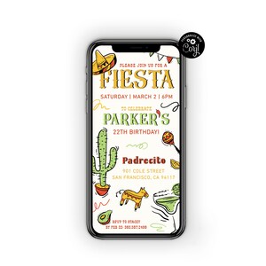 Fiesta Invitation Template, Let&#39;s Fiesta Invite, Birthday Dinner Party Invite, Text Message Invite, Paperless Invitation, Electronic Invite