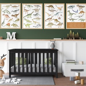 Dinosaur Print Set of 4, Kids Gallery Wall Set, Dinosaur Wall Art, Dinosaur Nursery, Boys Room Dinosaur Decor, Kids Room Wall Art, Download image 1