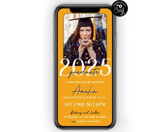 2025 Graduation Invitation Template, Editable Graduation Party Invitation, Class of 2025, Photo Graduation Invitation, Digital Invitation