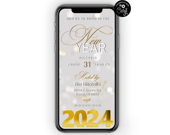 New Year's Eve Party Invitation Template, Instant New Years Eve Invitation, 2024 New Year's Dinner Invite, Electronic, Digital, Text Message