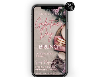 Galentine's Brunch Invitation, Valentine's Day Brunch Invite, Girls Valentine's Date, Valentine's Day Invitation, Text Message Invite, Phone