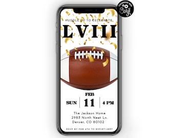 Super Bowl 58 Party Invitation Template,  2024 Football Party Invite, Download, Electronic Super Bowl Invitation,  Paperless Invitation