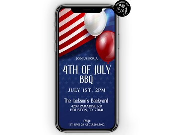 Fouth Of July BBQ Party Invitation Template, Independence Day Bbq, Fireworks Party, Fourth of July Birthday BBQ Invite, Backyard Bbq,Instant