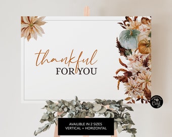 Editable Thanksgiving Dinner Welcome Sign Template, Wedding Welcome Sign Template, DIY Wedding Welcome Sign, 18x14, 24x36, Fall Flowers