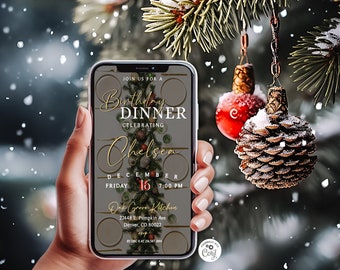 Holiday Dinner Phone Invitation Template, Happy Holidays Invite, Electronic Invitation, Christmas Dinner, Text Message, Digital Invite