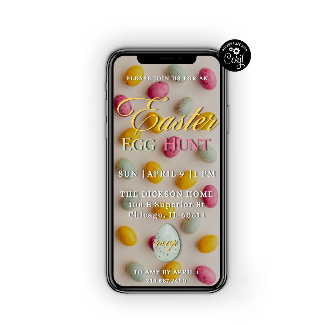 Easter Egg Hunt Invitation Template, Easter Event Invite, Easter Egg