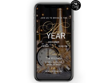 New Year's Eve Party Invitation Template, 2024 Party Invite, New Year's Dinner, 2024 New Year Invite, Electronic, Digital Invite