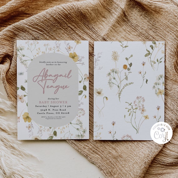 Floral Baby Shower Invitation Template: Editable Wildflower Design (Digital Download)