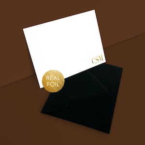 Cartes de correspondance plates Monogram Papeterie personnalisée en feuille d'or Cartes de correspondance de luxe personnalisées Cadeaux monogrammés sur mesure Papeterie d'affaires Merci