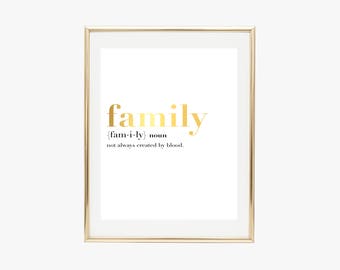 Family Definition Gold Foil Print- Real Foil