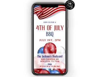 Fouth Of July BBQ Party Invitation Template, Independence Day Bbq, Fireworks Party, Fourth of July Birthday BBQ Invite, Backyard Bbq,Instant