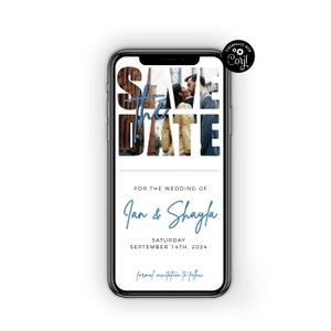 Save The Date Template, Modern Save The Date Phone Download, Electronic Save The Date, Photo Save The Date, Digital Save The Date, Paperless