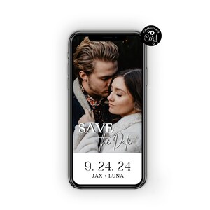 Electronic Save The Date, Photo Save The Date, Save The Date Template, Modern Save The Date Phone Download, Digital Save The Date, Paperless
